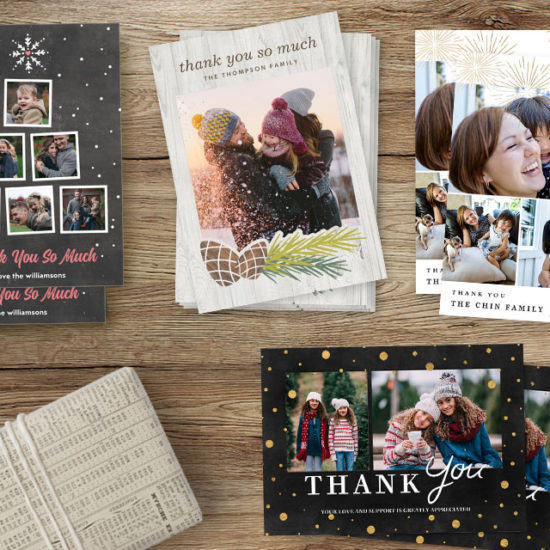 Flat cards you can personalise with messages and photos