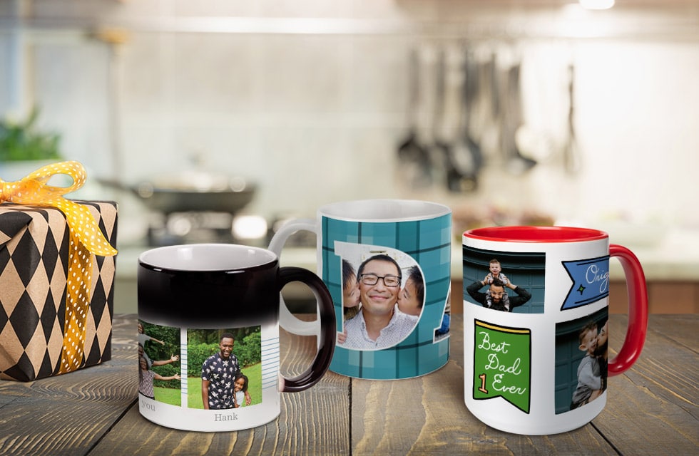 Create custom Father's Day photo mugs for Dad