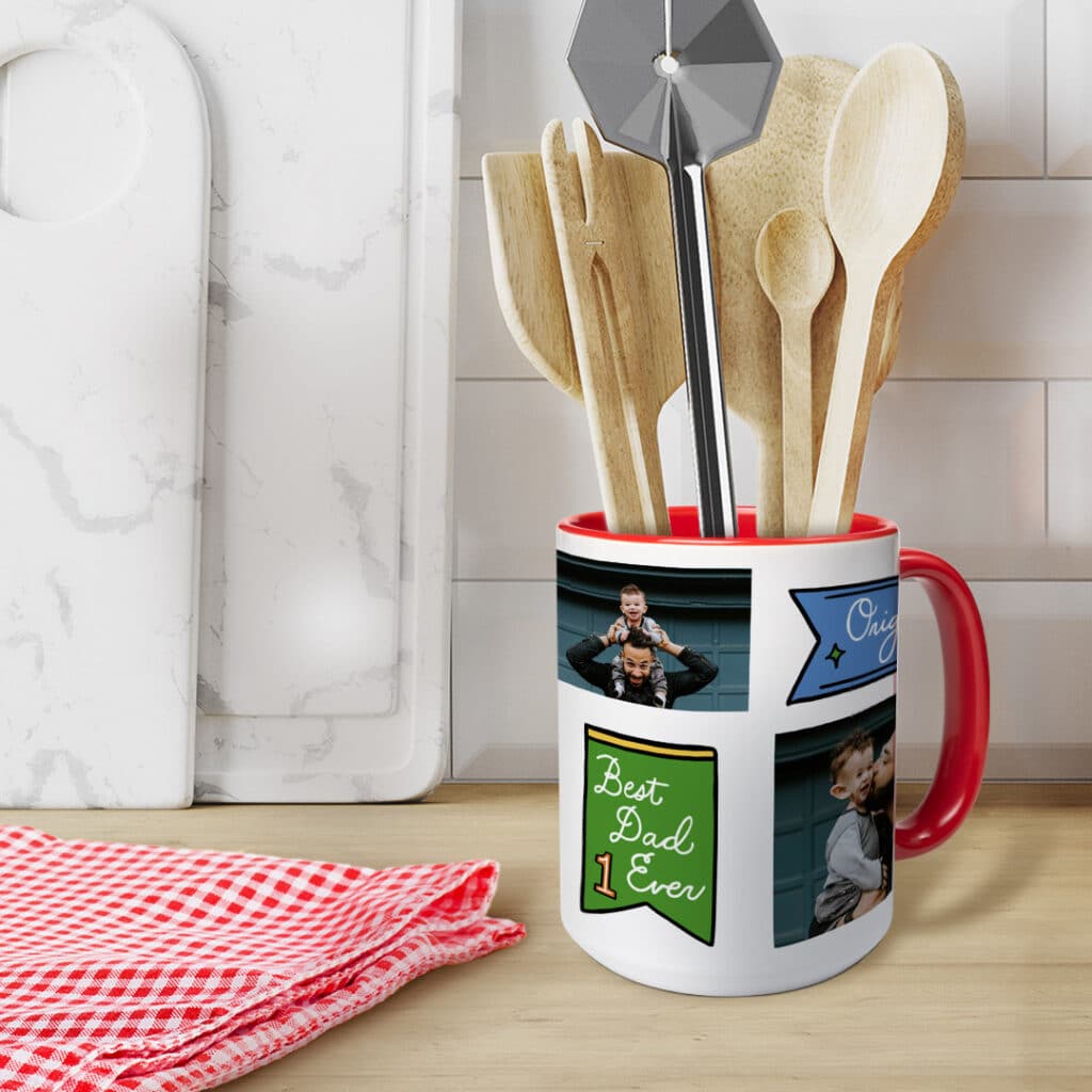 Create custom Father's Day photo mugs for Dad