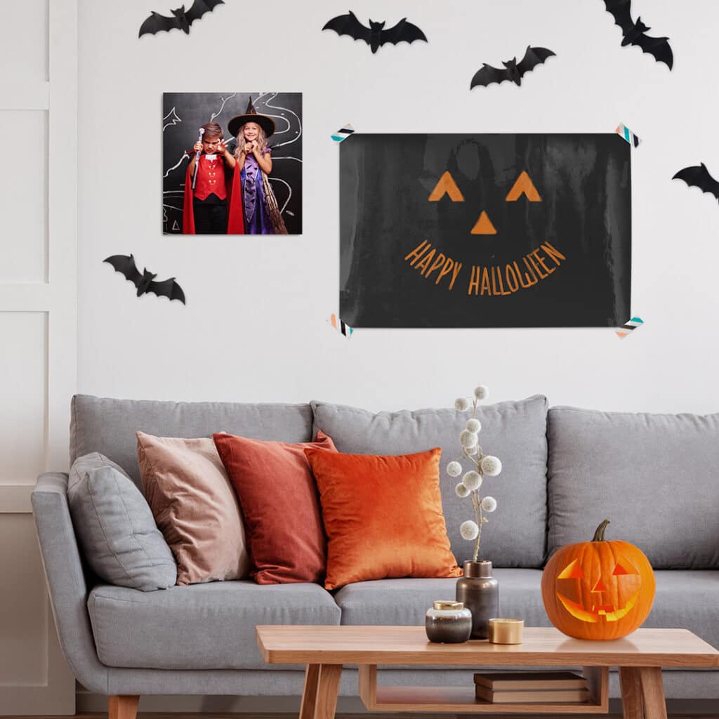 Customized Halloween photo tiles and large prints for the wall