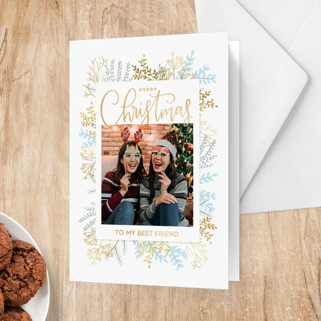 Create custom Christmas cards with embossed foil text