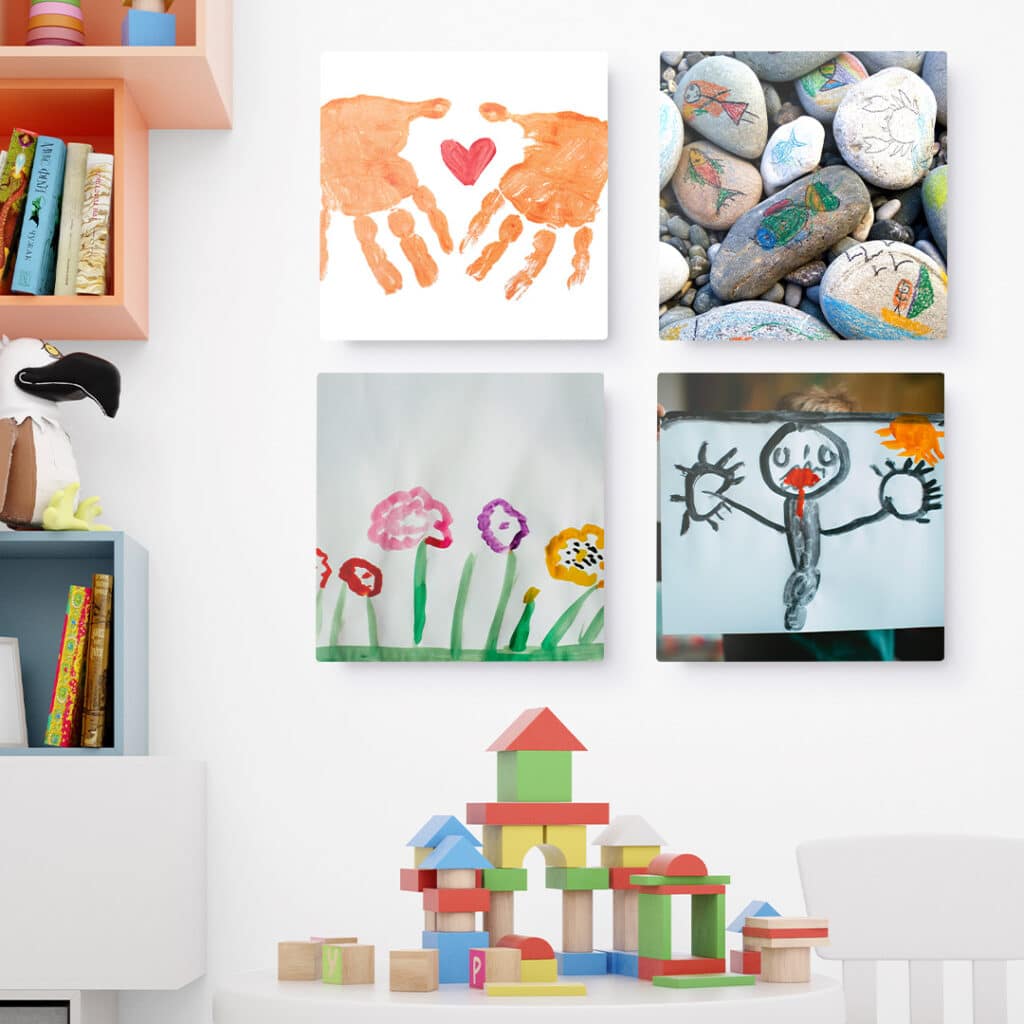 scan kids' paintings and drawings and turning them into photo tiles