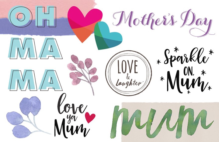 Colourful Mother's Day messages and graphics
