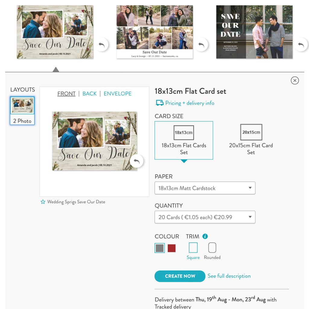 Select Card Size + Format To Suit Your Wedding Theme