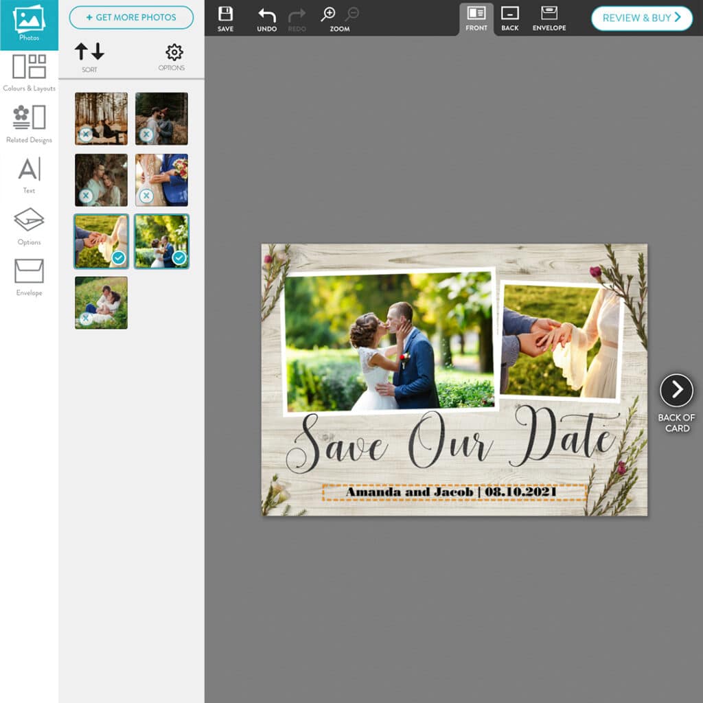 Add Photos To Personalise Your Wedding Card