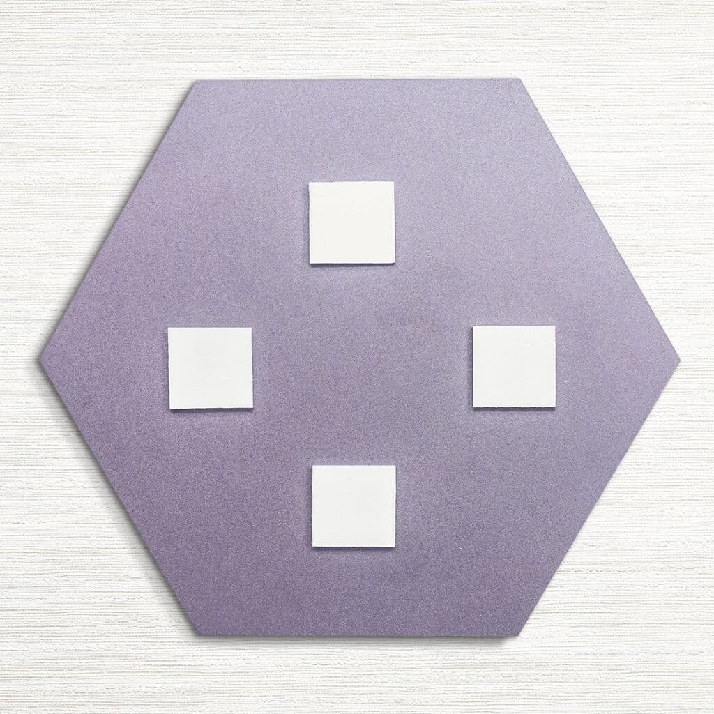 Backside of the Hexagon Photo Tile showing the self adhesive tabs